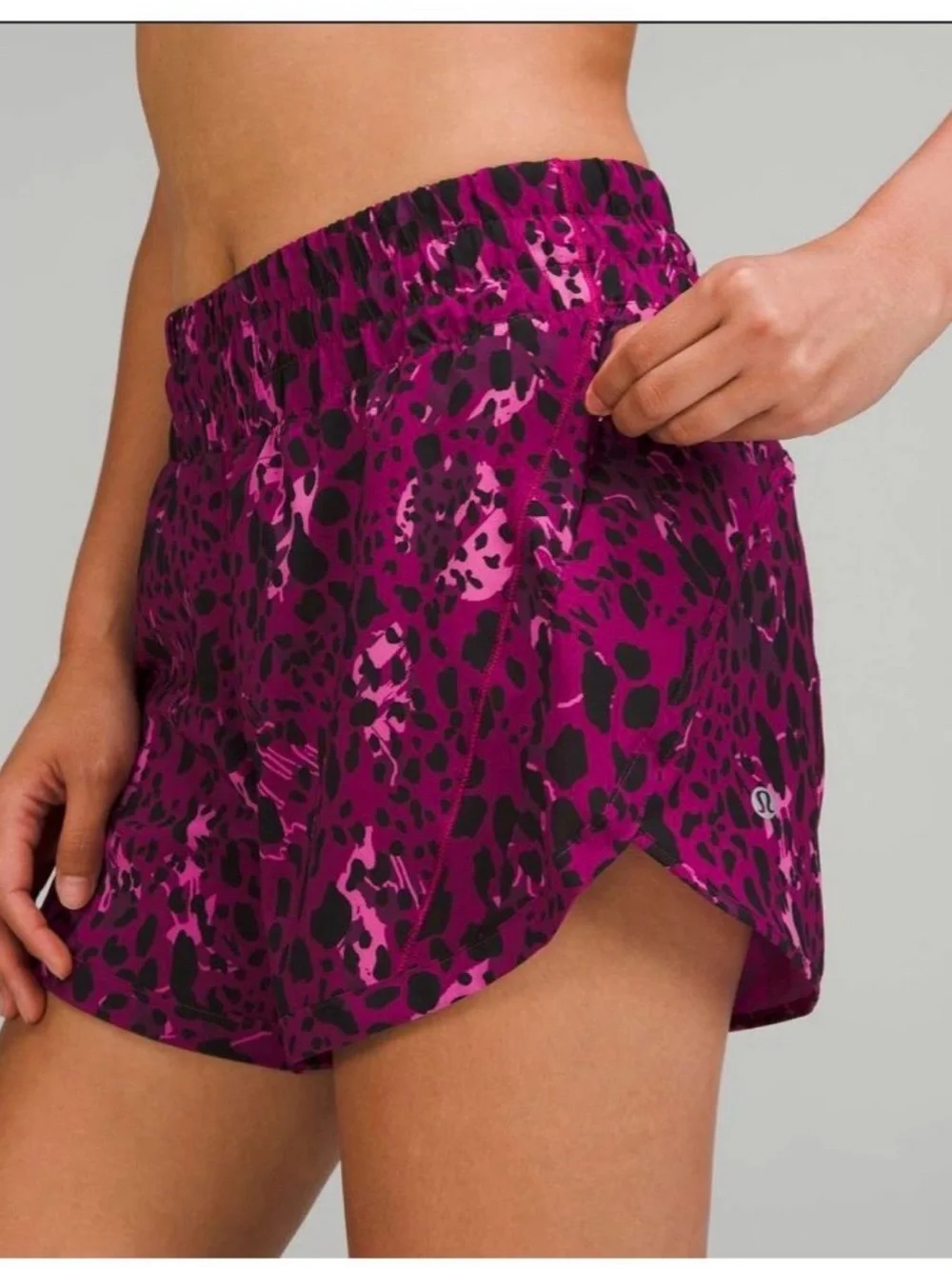 lululemon athletica Magenta Leopard-Print Running Shorts size 2